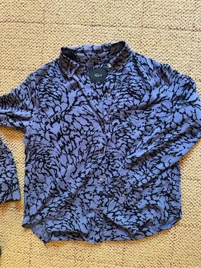 Rails Periwinkle and Black Abstract Print Button-Down